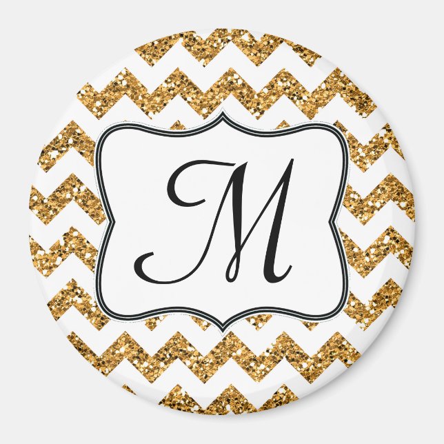 Glitte or moderne Chevron Monogramme Aimant initia (Devant)