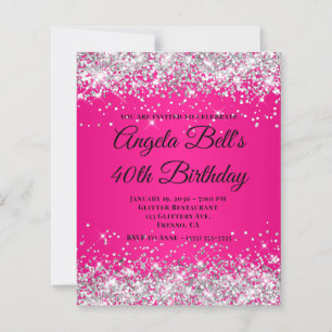 Glitter Argent Ombré Rose Chaud Monogramme 40 ans 