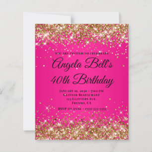 Glitter Argent Ombré Rose Chaud Monogramme 40 ans 