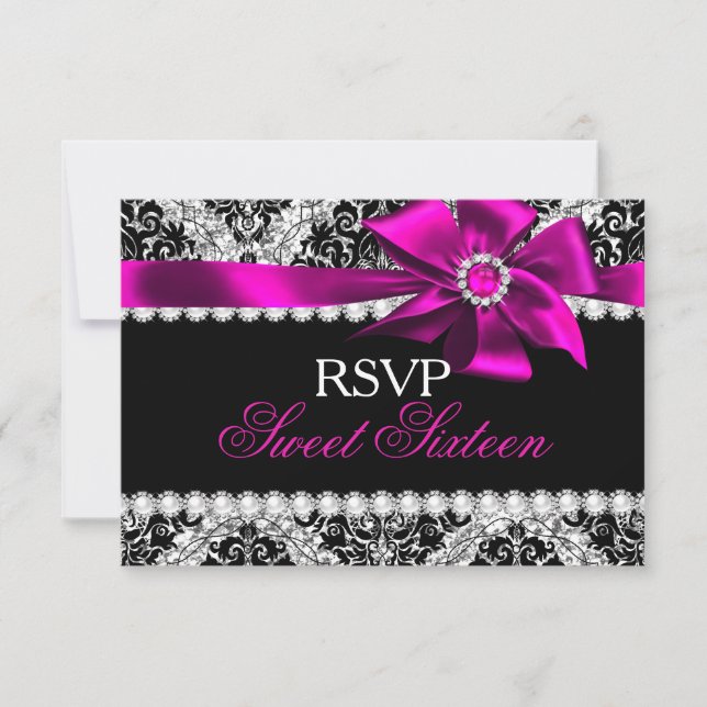 Glitter Damask et Rose Jewel Bow Réponse Sweet 16 (Devant)