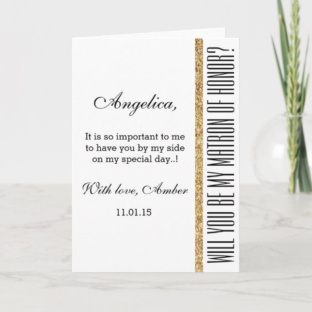 Glitter Will You Be My Matron of Honor Invitation (Devant)
