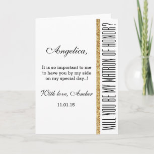 Glitter Will You Be My Matron of Honor Invitation