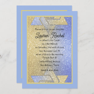 Glitterie Gradient Bat mitzvah Blue Invitation