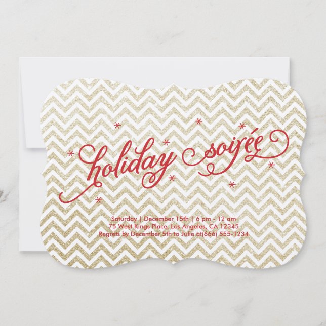 Glittering Gold Holiday Soirée Invitation (Devant)