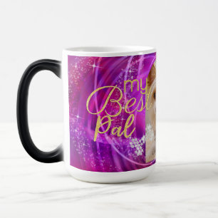 Glittering Pet Dog Photo Mangenta Magic Mug