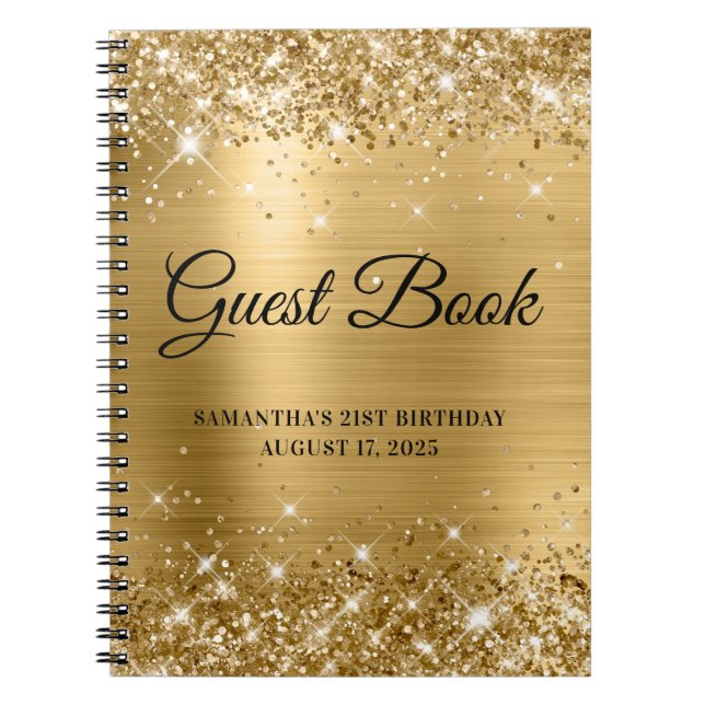 Glittery Gold Foil 21e Anniversaire Livre d'or (Devant)