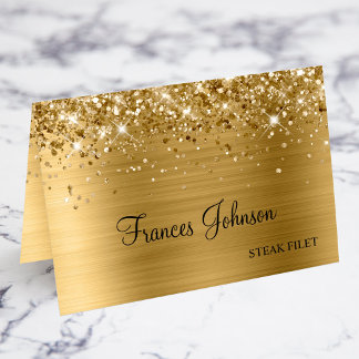 Glittery Gold Repas Choix Nom Cartes Place