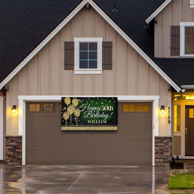 Glittery Green et Gold Bonne bannière d'anniversai (Créateur téléchargé)