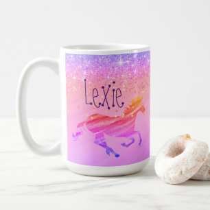 Glittery Lavender Pink Unicorn Cafe Mug