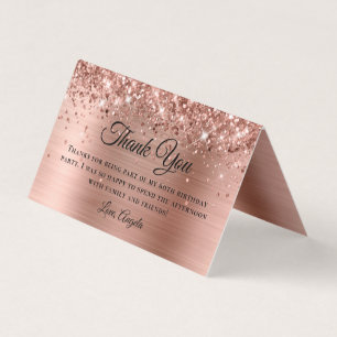 Glittery Rose Gold 60th Birthday Merci Cartes