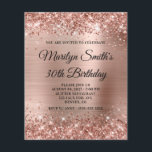Glittery Rose Gold Glam 30th Birthday Invitation<br><div class="desc">Une invitation glamour à 30ème anniversaire pour elle. Faux brillante parties scintillant en or rose contre une coordination faux brillant image graphique en feuille de métal brossé. La calligraphie noire peut être customisée. Toutes les brillances brillantes et roses de ce design girly moderne sont des graphismes numériques. Une option de...</div>
