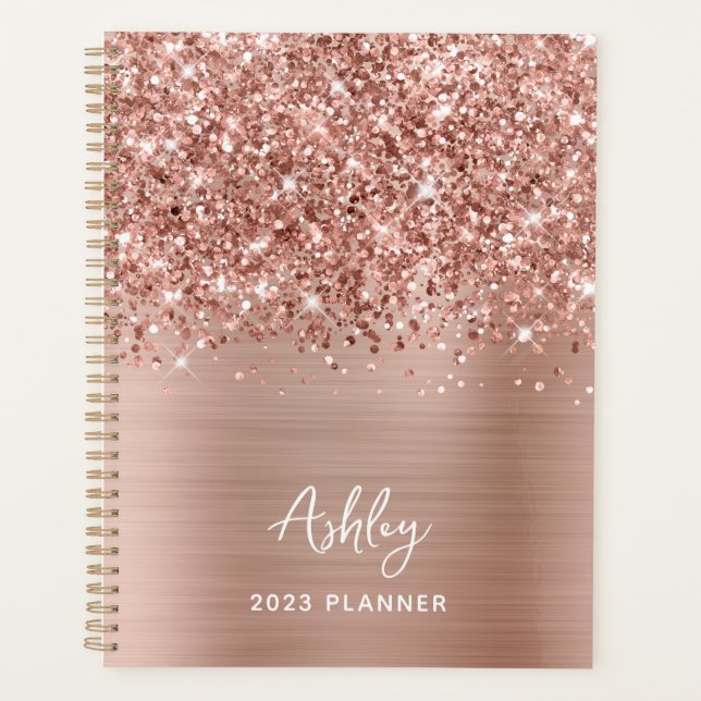 Glittery Rose Gold Glam Personnalisé 2023 (Devant)