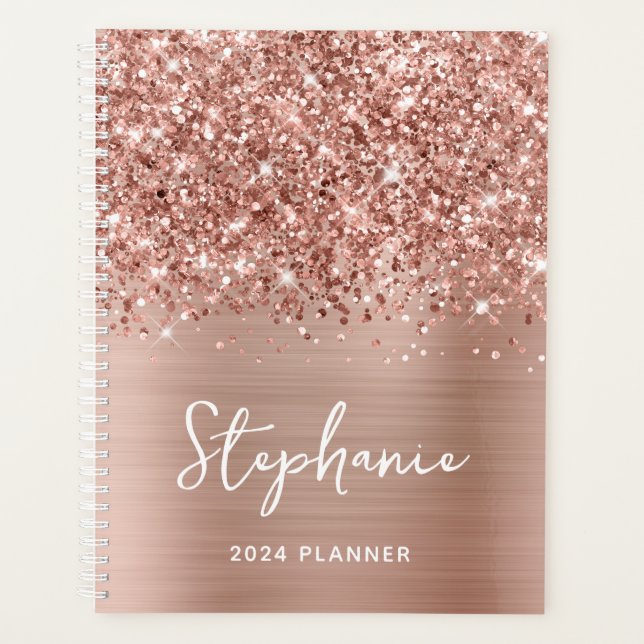 Glittery Rose Gold Glam Personnalisé 2024 (Devant)