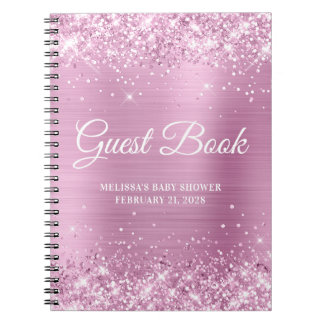 Glittery Rose rose Baby shower livre d'or