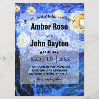 Glittery Starry Night Custom Wedding Invitations