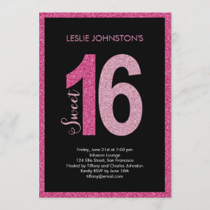Glittery Sweet 16 Anniversaire Invitations