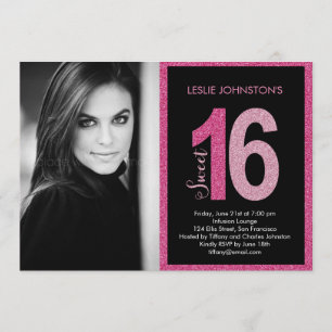 Glittery Sweet 16 Anniversaire Invitations