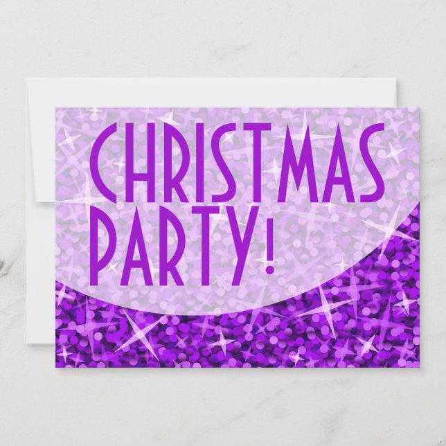 Glitz Courbe violette invitation "fête de Noël" (Devant)