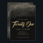 Glitz et Glam 21st Birthday Invitations<br><div class="desc">parties scintillant glamour noir et faux or 21e anniversaire Invitations. Noir ces invitations classiques présente des accents de parties scintillant brillants et dorés. C'est une invitation étincelante est un excellent choix pour un 21e anniversaire brillant! D'autres articles de fête et décorations sont disponibles sur Metro-Event.com et Metro-Events sur Zazzle.</div>