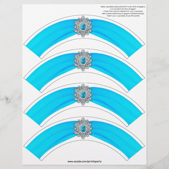 Glitz et Glam Cupcake Wrap - Aqua (Devant)