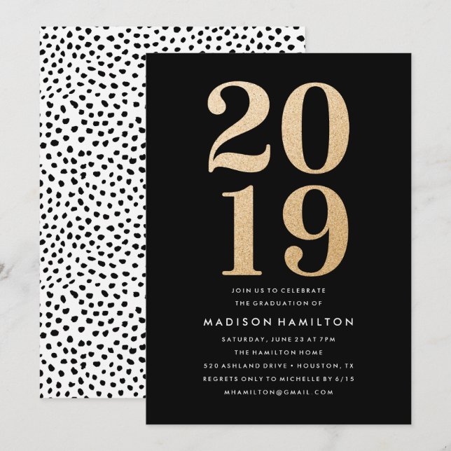 Glitz et Glamor | Invitations du groupe de diplômé (Devant / Derrière)
