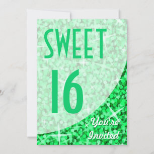 Glitz Green courbe "Sweet 16" invitation
