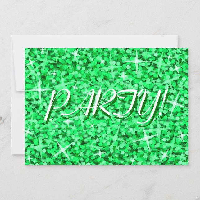 Glitz Green 'Party !' invitation St Patrick's Day (Devant)