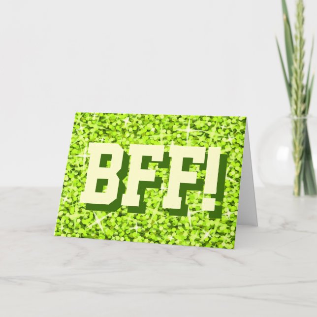 Glitz Lime 'BFF!' 'Your Text' carte de voeux (Devant)