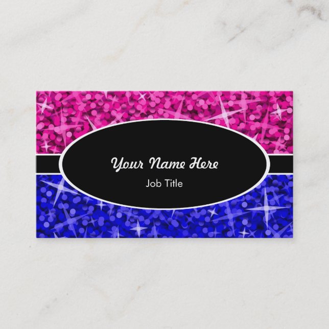 Glitz Mix rose bleu noir carte de visite ovale (Devant)