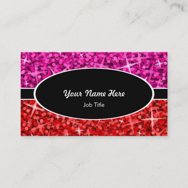 Glitz Mix rose rouge noir carte de visite ovale (Devant)