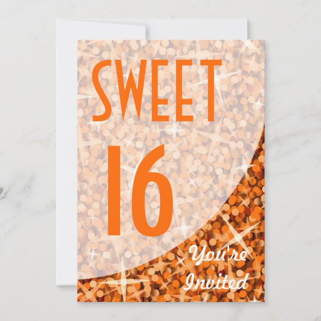 Glitz Orange courbe "Sweet 16" invitation (Devant)