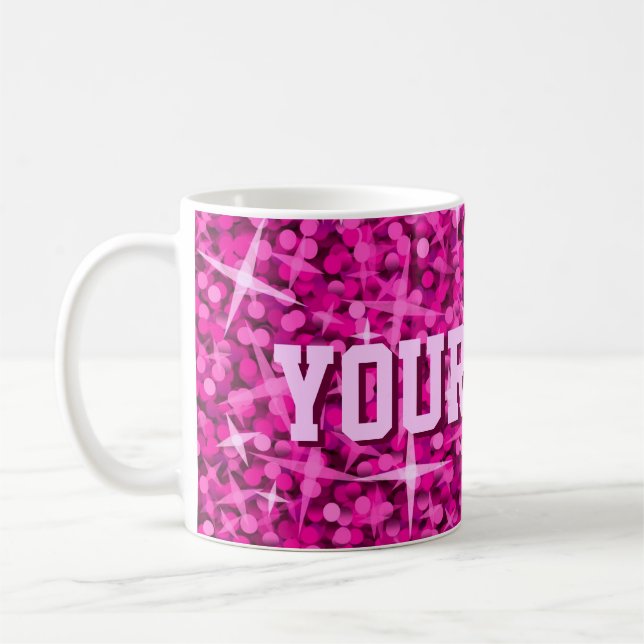 Glitz Pink imprimer tasse 'votre texte' (Gauche)