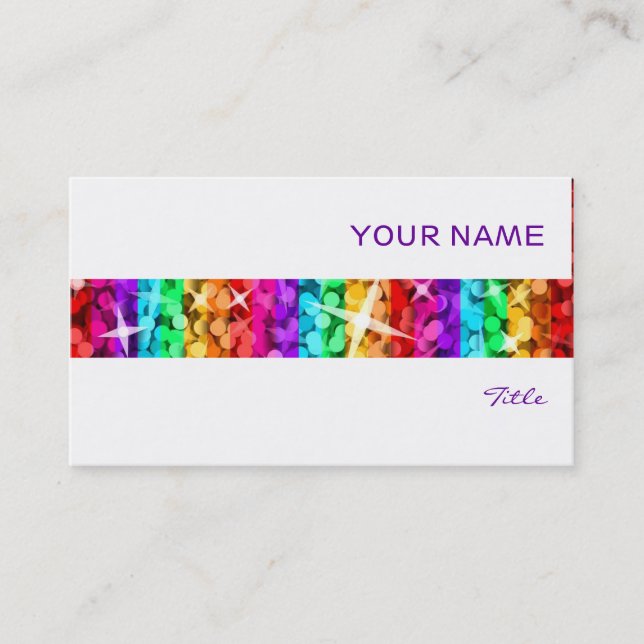Glitz Rainbow Stripe carte de visite blanc (Devant)