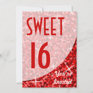 Glitz Red courbe "Sweet 16" invitation