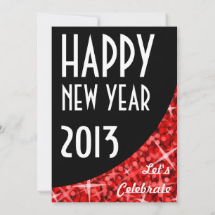 Glitz Red noir courbe 'Bonne année' invitation