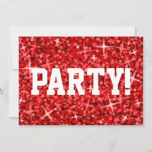 Glitz Red 'Party' invitation texte blanc