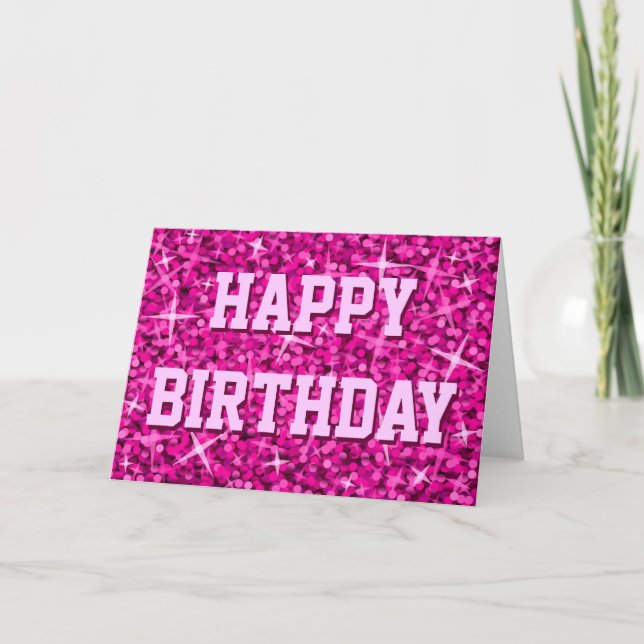 Glitz rose 'Joyeux anniversaire' carte texte avant (Devant)