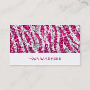 Glitz Zebra rose carte de visite blanc