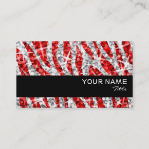Glitz Zebra Rouge carte de visite bande noire