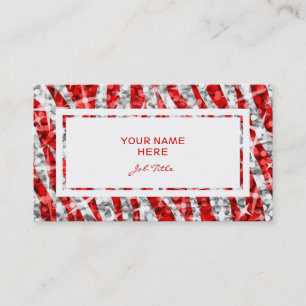 Glitz Zebra Rouge rectangle carte de visite blanc