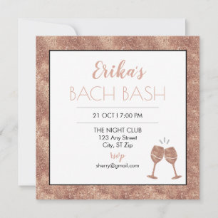 Glitzy - Rose Gold Bash Bach Invitation