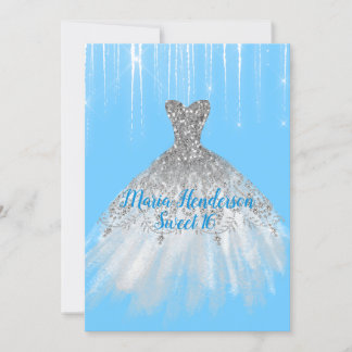 Glitzy Winter thème doux 16 Invitation anniversair