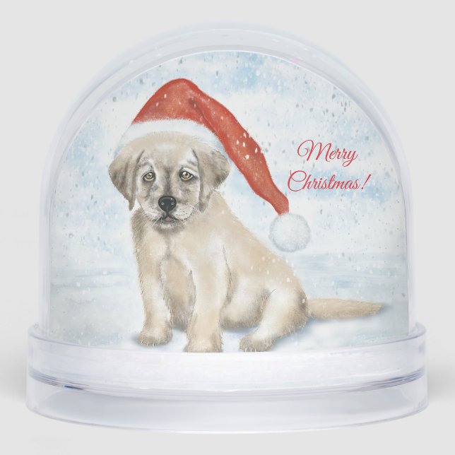 "Globe de neige à chiot de Noël personnalisé (Avant)
