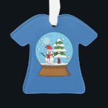 Globe de neige avec Snowman et Pine Tree<br><div class="desc">Illustration d'un mignon globe de neige avec à l'intérieur d'un paysage d'une montagne enneigée avec bonhomme de neige et pin. Ce design est une idée cadeau pour les amateurs de saison hivernale,  les amateurs de neige et de nature.</div>