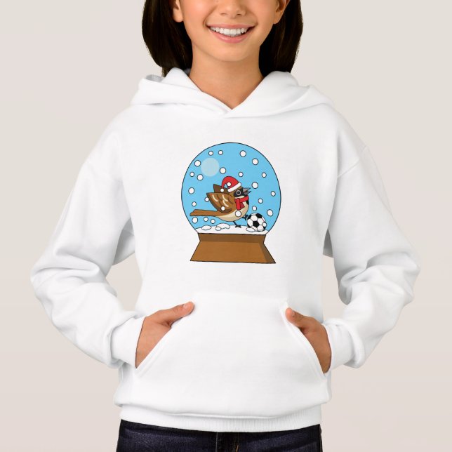 Globe de neige avec un moineau mignon jouant au so (Devant)