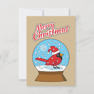 Globe des neiges avec cardinal rouge mignon