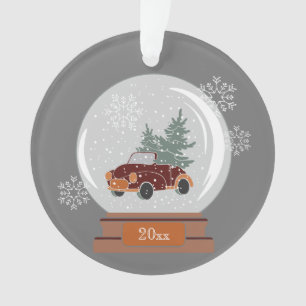 Globe des neiges avec voiture rouge & arbre, Perso