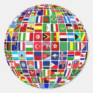 globe of flags autocollants