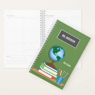 Globe on School Books Professeur personnalisé