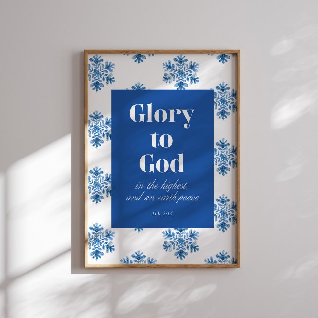 Gloire à Dieu Blue Snowflake affiche de Noël (Créateur téléchargé)